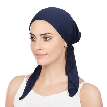 Vientisos spalvos musulmonų moterų vidinis hijabs bžūp arabų apvyniokite galvą skara Turbaną variklio dangčio pasirengę dėvėti hijab femme underscarf kepurės turbante