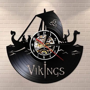 Vikingai Vinilo Įrašas Sieninis Laikrodis Vikingai Kambario Dekoro Sieninis Laikrodis Šiuolaikinės Vikingai Serijos LP Sienos Meno Sieninis Laikrodis Gimtadienio Dovana