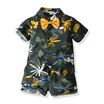 Viršuje ir Viršuje Vaikų Havajų Stiliaus Drabužių Rinkinys Vaikams Medvilnės Gyvūnų Dizainas Trumpi Marškinėliai+Kelnės Berniukams Atsitiktinis 2vnt Komplektai