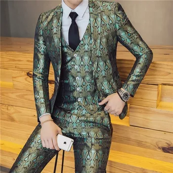 Visiškai Nauja, Slim Fit Atsitiktinis Terno Masculino 3pcs/2vnt Kostiumas Vyrams Prabanga Naujas Modelis Dress Kostiumai Vieną Mygtuką Priimančiosios Etape Smokingas 3XL-M