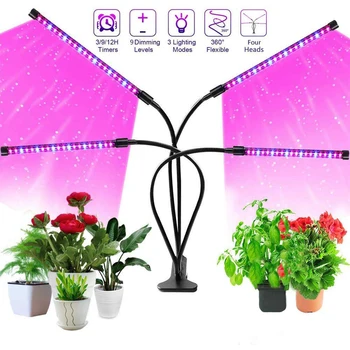 Viso Spektro LED Grow Light 4 Reguliuojamos Žąsies Kaklus Auga Šviesos Kambarinių Augalų Augalų Žibintai su Clip Auginimo Lempa Planas
