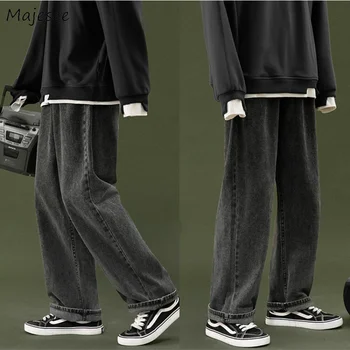 Vyrai Džinsai Kietas Plius Dydis 3XL Prarasti Paprasta Retro Vintage Vyrai Džinsinio audinio Kelnės korėjos Stiliaus Laisvalaikio Visas rungtynes, Streetwear Harajuku