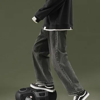 Vyrai Džinsai Kietas Plius Dydis 3XL Prarasti Paprasta Retro Vintage Vyrai Džinsinio audinio Kelnės korėjos Stiliaus Laisvalaikio Visas rungtynes, Streetwear Harajuku
