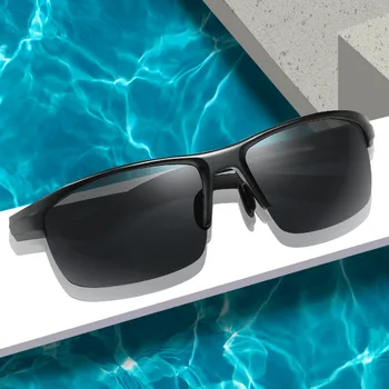 Vyriški aliuminio-magnio half-frame anti-ultravioletinių vairavimo poliarizuoti akiniai nuo saulės 6536