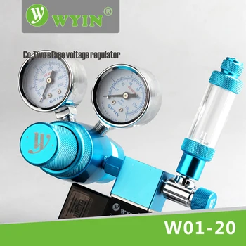 W01-20 CO2 Akvariume Reguliatorius, Slėgio Daviklis CO2 Burbuliukų Counter-Patikrinti Vožtuvas Su Magnetinis Ventilis Dvigubas Lygio Išskleidimo Indikatorius
