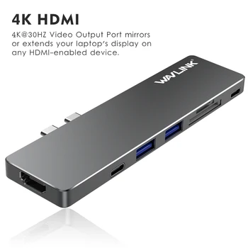 Wavlink USB C HUB C Tipo Multi USB 3.0 HUB HDMI Adapteris Dokas 
