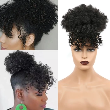 WERD Sintetinių Trumpas Afro Keistą Plaukai Temperatūra Raišteliu plaukai surišti į uodegą Įrašą Plaukų Plėtiniu Sluoksniuotos Plaukų