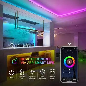 WiFi RGB Led Juostelės Žibintai 16.4 Kojų 5M 20M Dirba su Alexa Namų Šalies Virtuvės Smart Gyvenimo App Nuotolinio Valdymo Muzikos Sinchronizavimas