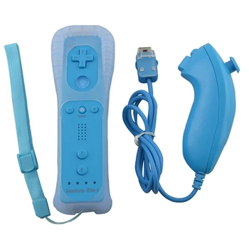 Wii valdiklis, 2 In 1 Belaidis Nuotolinio valdymo pultelis + Nunchuck su Silikono Atveju, Priedai, Nintendo Žaidimų Konsolę r40