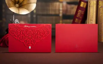Wishmade Raudonojo Lazerio Cut Vestuvių kvietimai Kinų Stiliaus Klasikinis Dizainas Kortelės Santuokos Nuotakos Dušas Pakviesti,100vnt