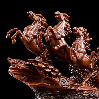 WSHYUFEI Kinijos Dervos Arklių Statulų Figūrėlės Papuošalai Arklio Skulptūra pasisekė Likimo Amatų Namų Biuro Apdailos Reikmenys