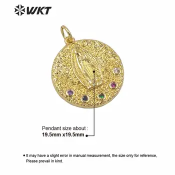 WT-MP146 WKT 2020 m. dauguma karšto pardavimo apvalios monetos shell pakabukas moterų mados aukso electroplated Krikščionybė mergelės marijos