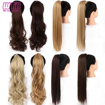 WTB 50cm Kukurūzų Garbanoti Ilgi plaukai surišti į uodegą Sintetinių Hairpiece apsukti apie Įrašą Plaukų priauginimas Moterų Plaukų
