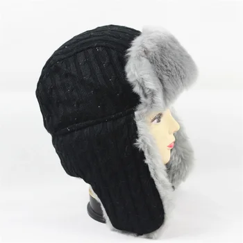 Wuaumx Žiemos Bombonešis Skrybėlę rusijos Skrybėlę Vyrų earflaps bžūp Apsaugoti Šiltas Tirštėti Bombonešis Skrybėlę Moterų Vilnonių Ausų Apsaugos Dangtis Dangtelis