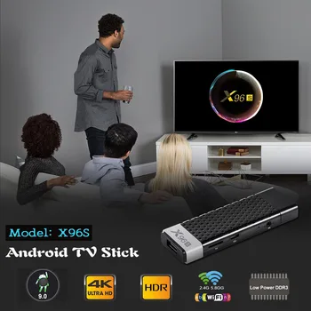 X96S TV Stick Amlogic S905Y2 DDR4 4GB 32GB Android 9.0 TV Box Mini PC 5G WiFi, Bluetooth 4.2 H. 265 4K HD Dongle TV Media Player