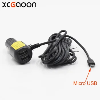 XCGaoon 3.5 metrų 5V 3.4 micro USB Automobilinis Kroviklis su 2 USB Prievadas, skirtas Išmanusis telefonas Mobilus Automobilių DVR Kamera GPS įvestis: DC 8V - 36V