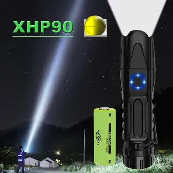 XHP90.2 led žibintuvėlis 18650 XHP90 labiausiai galingas įkraunamas usb taktinis Žibintuvėlis medžioklės šviesos mini žibintuvėlis xhp70 xhp50 vertus lempos