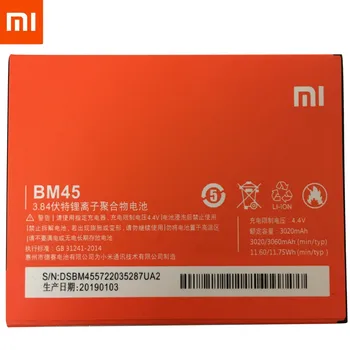 Xiao Mi Originalus BM45 Mobiliojo Telefono Bateriją Xiaomi Redmi 2 Pastaba Hongmi Note2 Pakeitimo Baterijas Realias galimybes 3020mAh