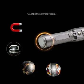 XPE COB LED 2xlight šaltinis Žibintuvėlis Įkraunamas Baton šviesoforo Galingas magnetas darbo Žibintuvėlis su kablio 18650 kempingas lempa