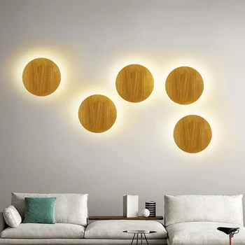 Yczwey LED sienos lempos medinių amatų ovalios formos su šviesos šaltinis sienos montuojamas patalpų apšvietimas paprasta stiliaus dekoratyvinės lempos