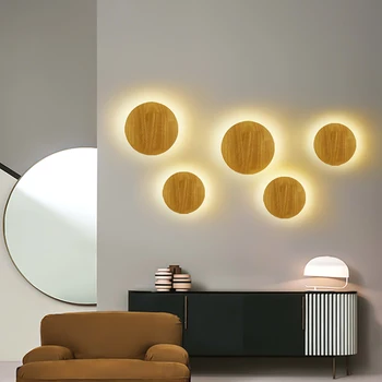 Yczwey LED sienos lempos medinių amatų ovalios formos su šviesos šaltinis sienos montuojamas patalpų apšvietimas paprasta stiliaus dekoratyvinės lempos