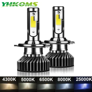 YHKOMS Mini Dydžio Automobilių Žibintai H4, H7 LED 3000K 4300K 5000K 6500K 8000K 25000K H1 H8, H9 H11 9005 9006 LED Lemputės Auto Rūko žibintų 12V