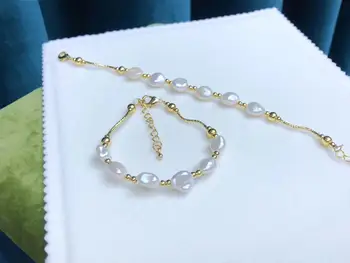 YIKALAISI Fine Jewelry Žavesio Apyrankę Perlų Papuošalai 9-10mm Natūralių Gėlavandenių Perlų Apyrankė Apyrankės Moterims