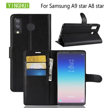 YINGHUI Odinis dėklas, Skirtas Samsung Galaxy A8 Star A9 Star G8850 Padengti Telefono Maišelį Kortelės Lizdo Laikiklį Piniginės Flip Cover Atveju Fundas