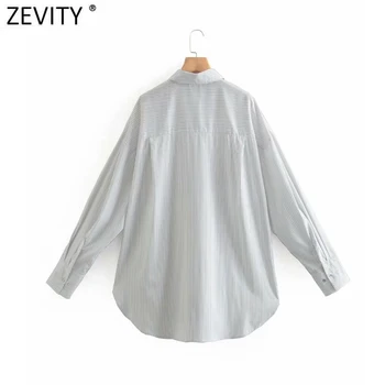 Zevity Moterų Derliaus Dryžuotas Spausdinti Atsitiktinis Palaidų Kimono Marškinėliai Šviesą Ponios ilgomis Rankovėmis Palaidinė Roupas Prašmatnus Femininas Viršūnes LS7578