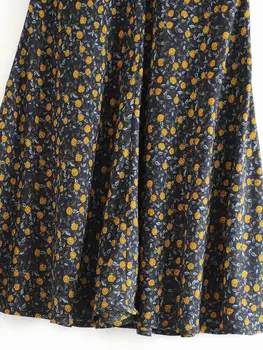 Zevity Naujas Moterų derliaus gėlių spausdinti klostes atsitiktinis ilgio linija sijonas faldas mujer ponios pusėje užtrauktukas prabangus laisvalaikio sijonai QUN639