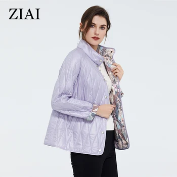 ZIAI 2020 hotsale Moterų striukė pavasario violetinė plius dydžio šiltą moterų apsiaustai mados Pamušalu spausdinti ponios atsitiktinis parko instock ZM-9423