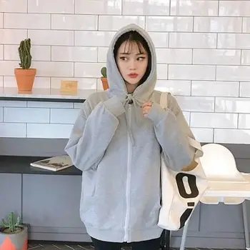 Zip-up hoodie 2020 nauja palaidinukė streetwear moterų striukė negabaritinių žiemos drabužių moterims korėjos harajuku stiliaus viršūnes