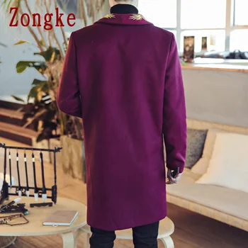 Zongke Stiliaus Kinijos Drakonas Siuvinėjimo Ilgai Vyrų Paltai Žiemos Ilgas Kailis Vyrų Striukė 2021 Paltas Vyrų Tranšėjos M-5XL