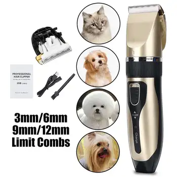 Įkrovimo šunelis Plaukų Žoliapjovės Plaunamas Skustuvas su žemu triukšmo Kačių Plaukų Clipper Viliojimo Elektros Stiliaus Raižyti Cutter Kit+ Peilis