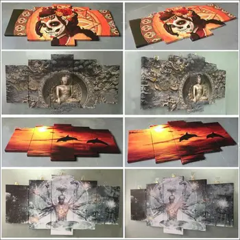 Įrėminti Liūtas Tapybos Šešiakampe Drobės Nustatyti 7 vienetų šešiakampis, drobė, tapyba spausdinti sienos nuotraukas kambarį sistema
