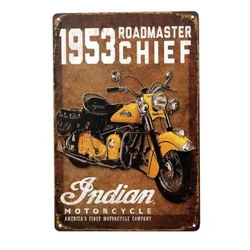Šaligatvio derliaus 1953 roadmaster vyriausiasis indijos motociklų dažymas metalo metalo skardos ženklas įrėmintas sienos meno Metalo Dažymo Indas Pasirašyti Sienos