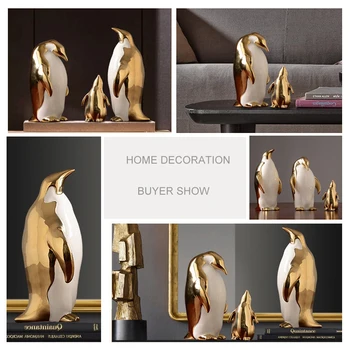 Šiaurės Aukso Keramikos Pingvinas Amatų Namų Puošybai Ornamentu Kūrybos Salonas Darbastalio Namuose Miegamojo Puošimas Statula Meno Dovanos