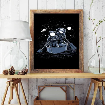 Šiaurės Plakatai Abstrakčiai Astronautas Dviračių Čiuožėjas Galaxy Valtis Drobė, Tapyba ir grafika Sienos Menas Nuotraukas Kambarį Dekoro