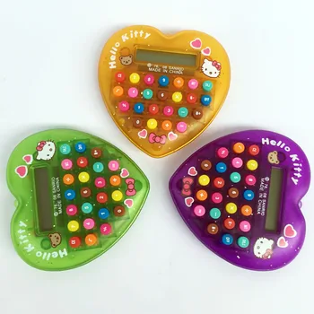 Širdies formos mini skaičiuoklė kišenėje nešiojami spalvos mygtuką mielas studentų mažų žaislų dovana