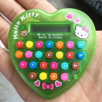 Širdies formos mini skaičiuoklė kišenėje nešiojami spalvos mygtuką mielas studentų mažų žaislų dovana