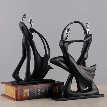 Šiuolaikinio abstraktaus black Žmogaus skulptūra, statula dervos juvelyrikos namų puošybai aksesuarai dovanos geometrijos dervos Pora Skulptūrų