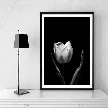 Šiuolaikinės Europos stiliaus Paprastas Gėlių Juoda Ir Balta Rožė, Tulpė Šviesos Prabanga Kambarį Dekoruoti Tapyba