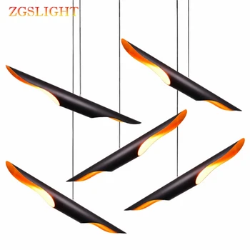 Šiuolaikinės loft LED Replika kabo lempa šviesos rungtynių aukso juodas sparnas aliuminio vamzdis kabo pakabukas lemputė šviesos