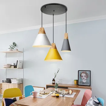 Šiuolaikinės Pakabukas Šviesos Apšvietimas Aliuminio Medinis Pakabukas lempa, virtuvė hanglamp Rungtynių gyvenimo Valgomasis kambarys šviestuvas šiaurės lempos