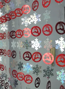 Švenčių šalis, dekoratyvinis užuolaidos Kalėdų snaigės blizgančiais sika elniai animacinių filmų blizgančiais Kalėdų eglutės papuošalus prekes