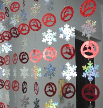 Švenčių šalis, dekoratyvinis užuolaidos Kalėdų snaigės blizgančiais sika elniai animacinių filmų blizgančiais Kalėdų eglutės papuošalus prekes