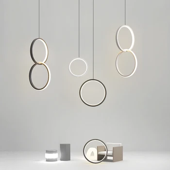 Žiedas, pakabukas šviesos minimalistinis /creative /asmenybės miegamojo lovos LED sieniniai šviestuvai ilgą eilutę kabo lempa