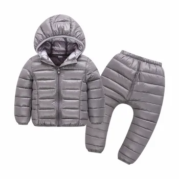 Žieminiai šilti kostiumai Dviejų dalių vaikams tinka Rudenį ir žiemą, vaikų lengvas žemyn medvilnės kostiumas kūdikių drabužiai kostiumai