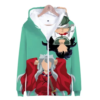 Žiemos Vyriškos Striukės ir Paltai Japonijos Anime Inu Yasha Inuyasha 3D Vilnos Hoodie Užtrauktuką Gobtuvu Palaidinukė Outwear Cosplay Kostiumas