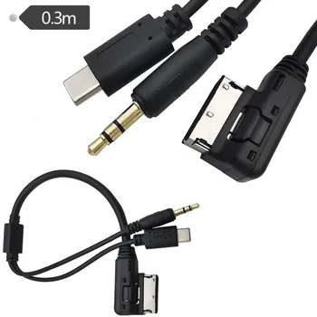 Žiniasklaidos Stereo 3.5 mm Audio & USB-C Pagalbiniai Adapterio Kabelį AMI MDI Automobilių 